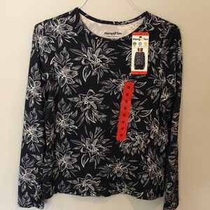 Hang Ten Navy and White Floral Long Sleeve Tee